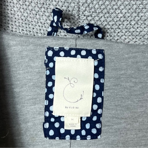 1397. ANTHROPOLOGIE BY ELOISE INTRASIA FAIR ILSE CARDIGAN/ROBE MEDIUM GRAY/CREAM - Picture 7 of 12